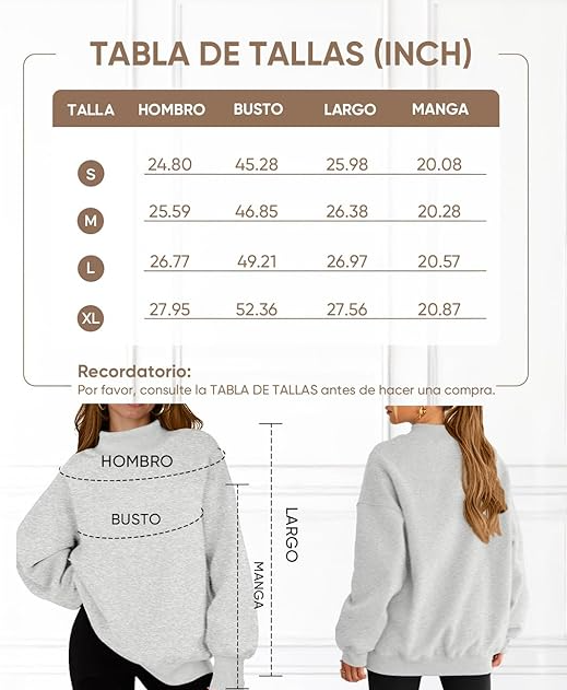 VIOPY Sudadera Oversize para Mujer | Cuello Alto | Manga Larga Deportiva