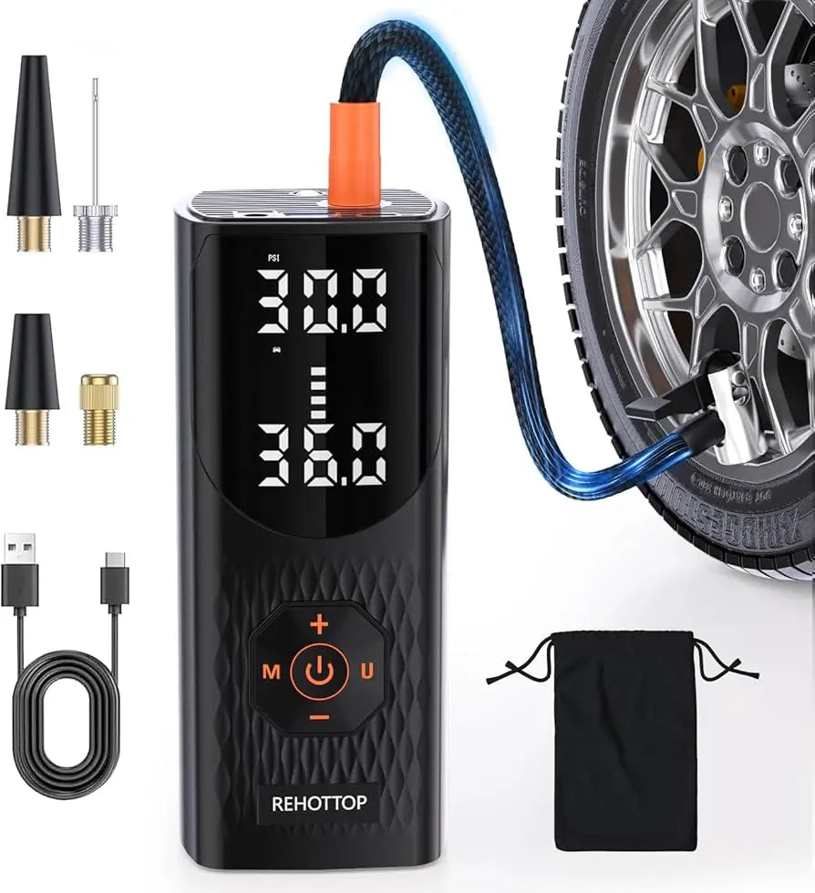ETENWOLF S1 Compresor de Aire Portátil 160 PSI | Inflador Inalámbrico para Auto y Bicicleta