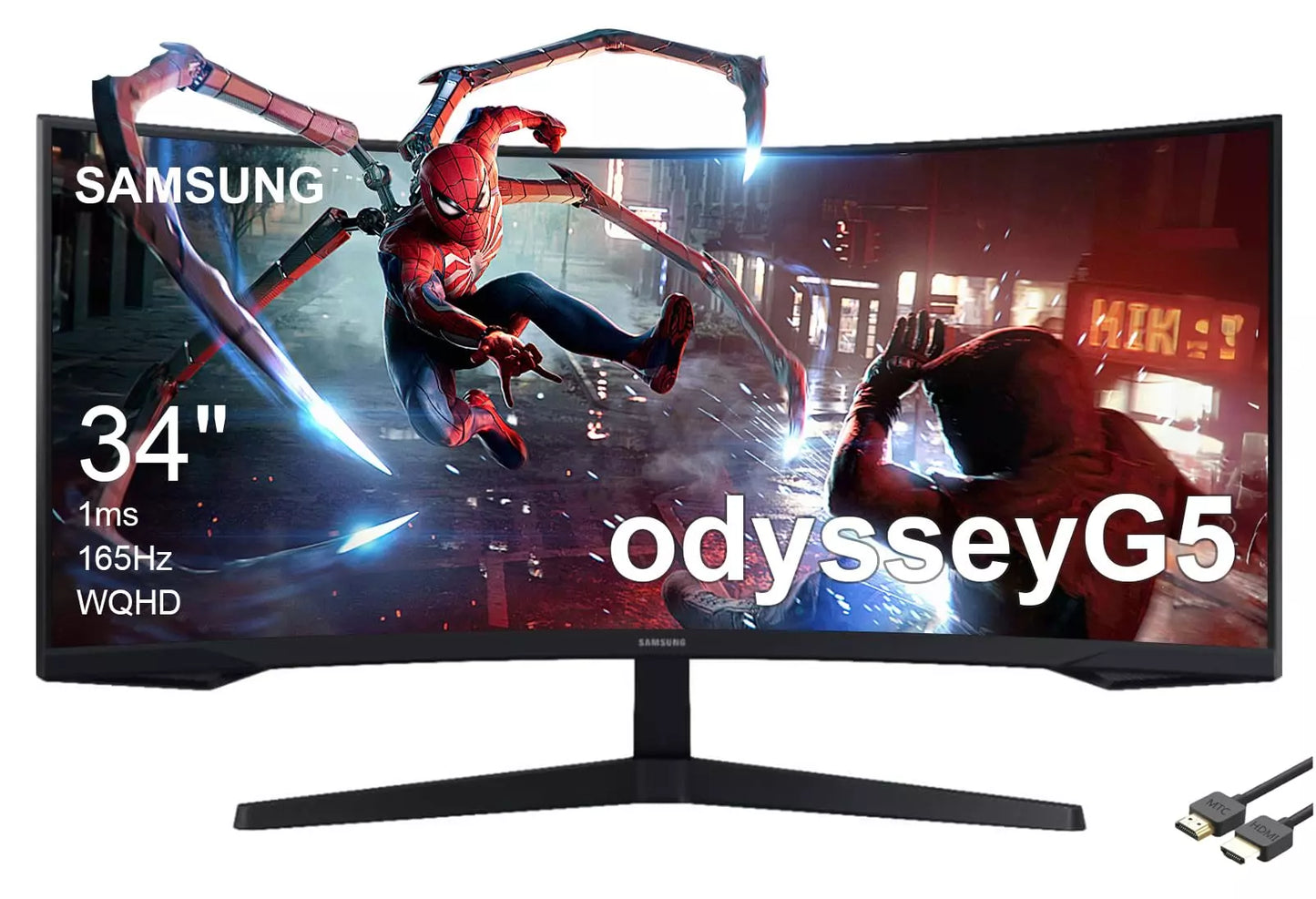 Samsung Odyssey G5 Monitor Gamer Curvo 34” WQHD | 165Hz | 1ms