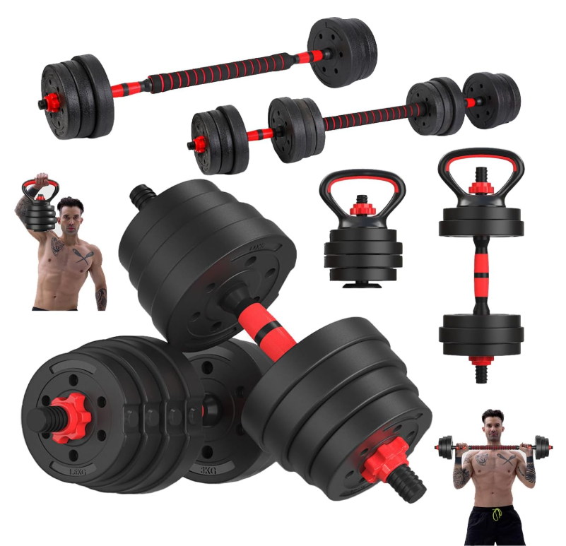 Kit de Mancuernas Ajustables 40Kg | Pesas Regulables con Barra | Set Fitness en Casa