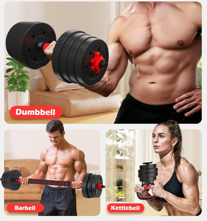 Kit de Mancuernas Ajustables 40Kg | Pesas Regulables con Barra | Set Fitness en Casa