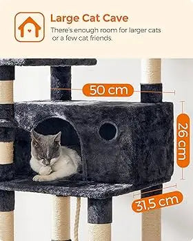 Feandrea Árbol para Gatos 164 cm | Torre con Hamaca y Condominio